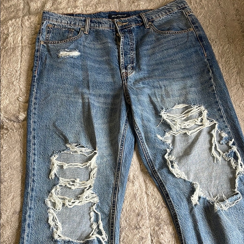 Aeropostale Blue Boyfriend Jeans with Distressed Details